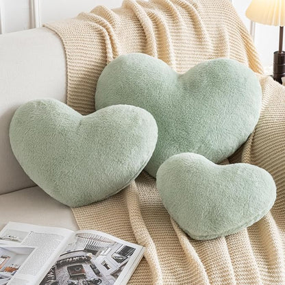Xiashrk Heart Pillow, Heart Shaped Pillow for Bed Couch, Soft Decorative Heart Throw Pillow, Cute Decorate Pillows, Heart Pillows for Bedroom Living Room (Sage Green, Medium 15.7"x11.8")