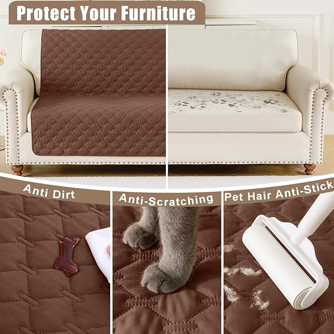 Smiry Waterproof Dog Bed Cover Blanket, Soft Reversible Pet Blanket, Washable Leakproof Cats Dogs Couch Cover for Sofa, Couch, Furniture (30x53 Inch, Brown/Chocolate)