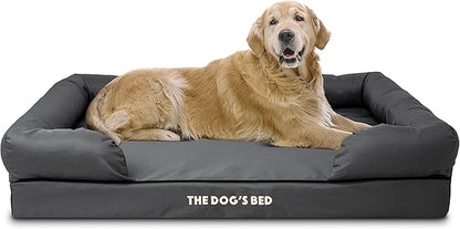The Dog’s Bed Orthopedic Memory Foam Dog Bed with Bolsters, Oxford Fabric, Grey with Black Trim, XL