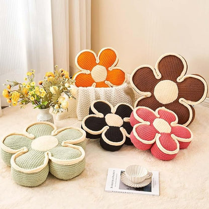 Flower Pillow, Soft Shaped Floor Cushion, Decorative Throw Pillow, Cute Seating Cushion, Room Decor Plush Pillows for Sofa Couch Bed (17.7 Inch, Black)