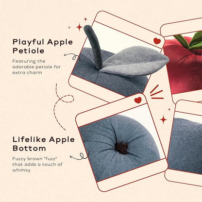 Ashler Apple Shaped Throw Pillow, Unique Denim Blue Throw Pillow, Cute Apple-Shaped Cushion, Fun Home Decor for Sofa, Chair, Bedroom, Jeans Blue, 11x9.5IN