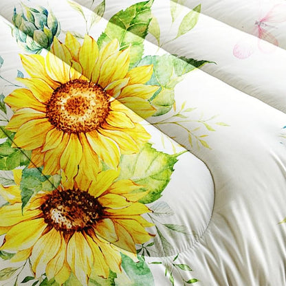 3 Piece Sunflower Comforter Sets Full Size,Vintage Floral Bedding Set for Girls Boys Adults,3 Piece Bed in A Bag,Ultra Soft Microfiber All Season Yellow Flower Bedding Set