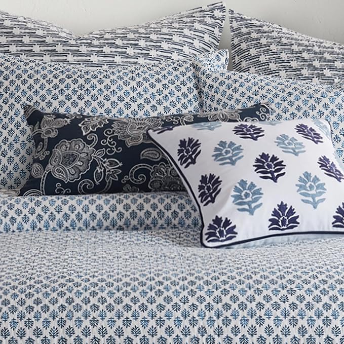 Levtex Home - Aditya - Decorative Pillow (12x24in.) - Floral - Navy and White