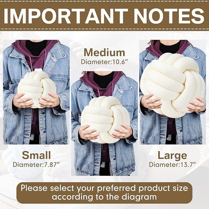 Namalu 2 Pieces Knot Ball Pillows Round Plush Aesthetic Cushion Pillows Soft Stress Relieving Cute Decorative Knotted Pillows for Kids Bed Sofa Bedroom Decor (Cream White, 7.87 Inches)