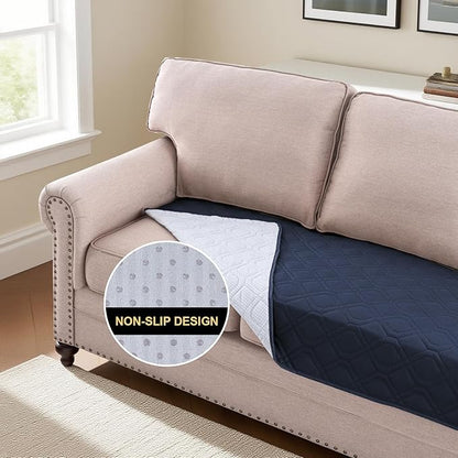 PrinceDeco Waterproof Couch Cover for Dogs Washable Dog Blanket Indoor and Outdoor Replacement Bed Cover with Anti-Slip Back Furniture Bed Couch Sofa for Large Sized Dog(52x82 Inch,Navy)