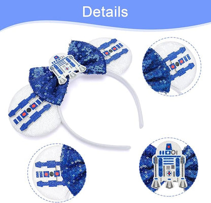 Mouse Ear Headbands,Sparkle Mouse Ears Headband for Boy Men Cartoon Princess Costume Cosplay Decoration (Darth Vader)