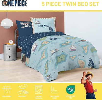 Jay Franco Kids Comforter Set Includes Sheets and Pillow Covers - Soft and Cozy Bed Set for Stylish Room Decor, Official Licensed Bedding, Multi - One Piece, 5 Piece Twin