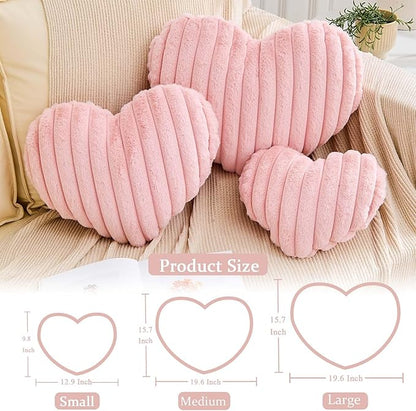 Heart Pillows Heart Decorative Pillow Soft Fluffy Heart Shaped Pink Throw Pillows with Faux Rabbit Fur Aesthetic Room Decor Cute Pillow for Valentines Mother's Day