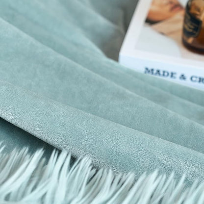 JONIYEAR Decorative 2.8" Long Hair Soft Fuzzy Faux Fur Throw Blanket 50" x 60",Luxury Reversible Fluffy Blankets for Couch Sofa Chair,Lightweight Accent Cozy Plush Thick Warm Shaggy Furry Blanket,Aqua