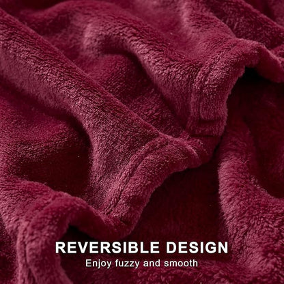 Hansleep Fleece Burgundy Red Full Blanket, Super Soft Flannel Fuzzy Plush Cozy Blanket for All Seasons, Burgundy Red, Full 84x90 Inches