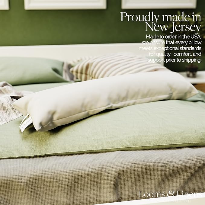12x48 inch Lumbar Pillow Insert Sham Pillow Insert with Down Alternative Filling by Looms and Linens - American Made Pillow - Set of 2 Throw Pillow Insert