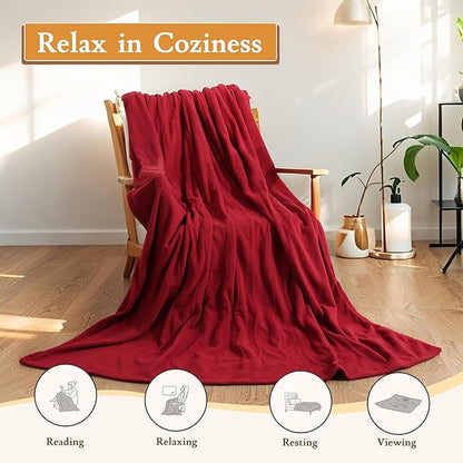 Electric Heated Blanket 62"x84" Twin Size Fleece - 4 Heat Settings & 10H Auto Shut Off for Safe Overnight Use, Fast Heating, Machine Washable for Bed, Couch, Office - Red