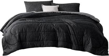 Bedsure Full Comforter Set - Cooling and Warm Bed Set, Charcoal Black Reversible Bedding for All Season, 3 Pieces, 1 Full Size Comforter (82"x88") and 2 Pillow Cases (20"x26")