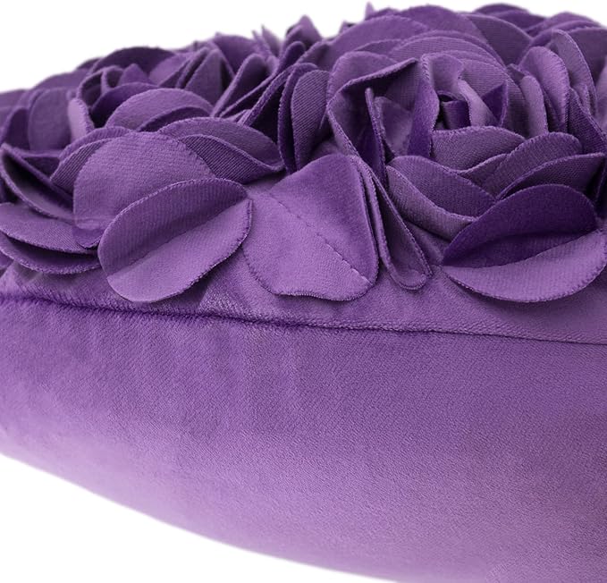 JWH Valentine's Day Throw Pillow Covers Decorative Flower Accent Pillow Cases Heart Shaped Cushion for Couch Living Room Bed Chair 14 x 16 Inches Purple