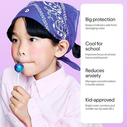 Loop Engage Kids 2 Ear Plugs (6-12yrs) – Reusable Everyday Noise Relief for Kids | Kids Earplugs for Focus, Anxiety, Stress, School, Home, Playtime – 16 dB Noise Reduction Ear Plugs