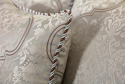 Chezmoi Collection Noelle 7-Piece Queen Bedding Set Silver Gray Brown Floral Medallion Jacquard Comforter Set, Queen Size