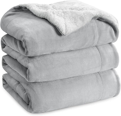 Bedsure GentleSoft Sherpa Fleece Blankets King Size for Bed - Thick and Warm Throw for Women and Men, Soft Fuzzy Plush King Blanket for Winter, Non-Heated, Light Grey, 108x90 Inches