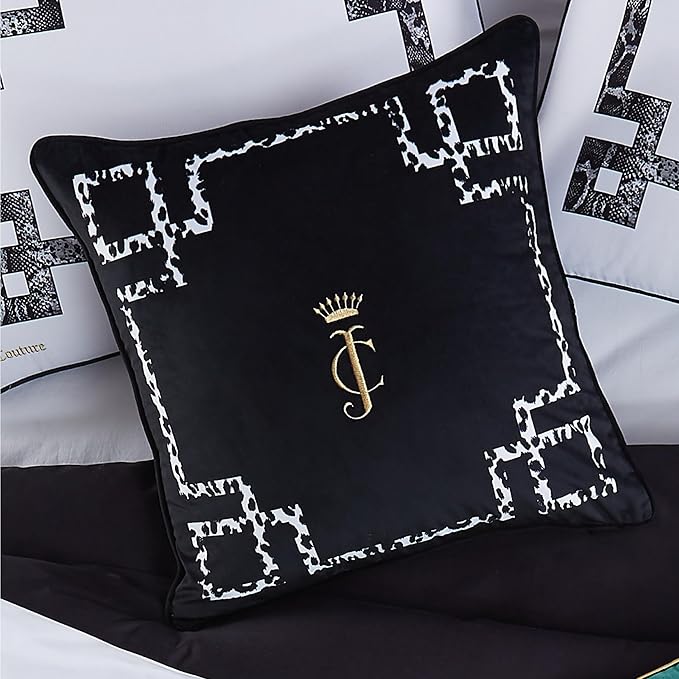 Juicy Couture - Decorative Accent Pillow, Soft Velvet Lattice, Premium Reversible Throw Pillow, Living Room and Bedroom Décor, Measures 20" x 20"| Black