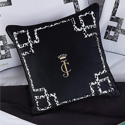 Juicy Couture - Decorative Accent Pillow, Soft Velvet Lattice, Premium Reversible Throw Pillow, Living Room and Bedroom Décor, Measures 20" x 20"| Black