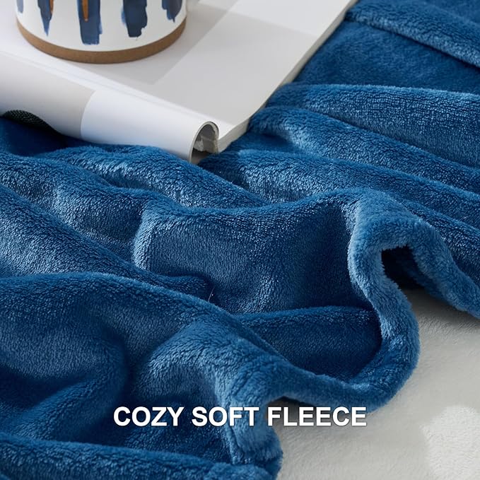 Hansleep Fleece Mineral Blue Throw Blanket, Super Soft Flannel Fuzzy Plush Cozy Blanket for All Seasons, Mineral Blue, Throw 50x60 Inches