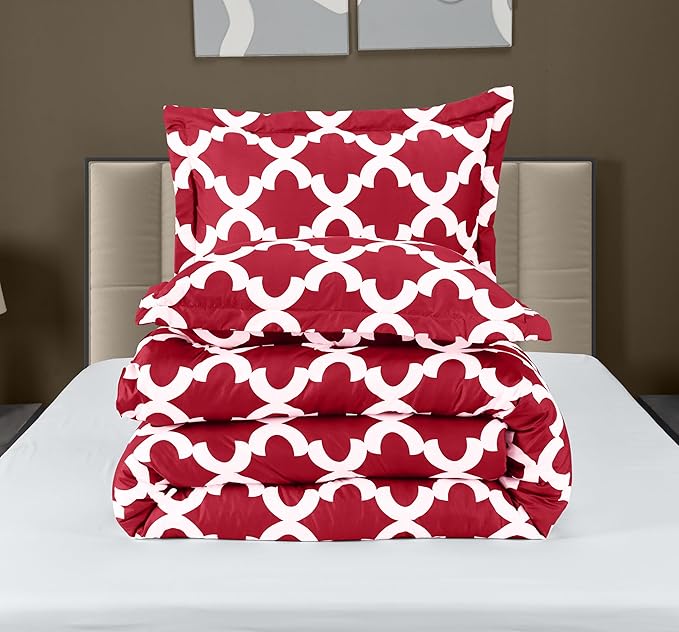 Queen Comforter Set 3 Piece Red by Utopia Bedding, Printed Comforters Queen Size, Bedding Comforters Sets, Down Alternative Soft Bed Set, 1 Comforter (88 x 88 inches) 2 Pillow Shams (20 x 26 inches)