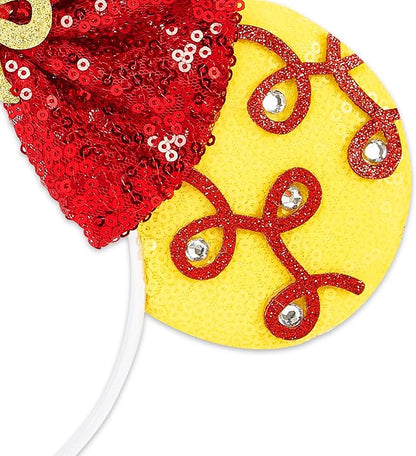 Mouse Ear Headbands,Sparkle Mouse Ears Headband for Women Girls Cartoon Princess Costume Cosplay Decoration (Jessie Hat A)