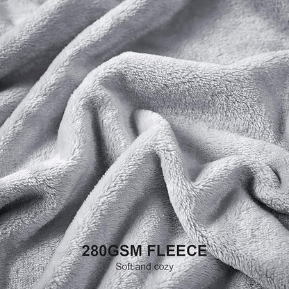 Hansleep Fleece Light Grey King Blanket, Super Soft Flannel Fuzzy Plush Cozy Blanket for All Seasons, Light Grey, King 90x108 Inches