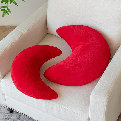 Moon Pillow, Decorative Throw Pillows with Soft Faux Rabbit for Bed Couch, Moon Shaped Pillows Plush Floor Cushions Room Decor Pillow for Sofa Bedroom Living Room
