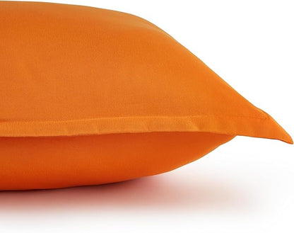 Amazon Basics 3-Piece Soft, All-Season Microfiber Kid's Comforter and Pillow Sham Set, Full/Queen, Bright Orange, Solid