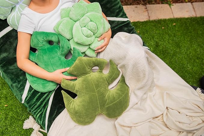 Green Philosophy Co. Monstera Leaf Pillow - Mossy Earth - Large Soft Plant-Shaped Plush Cushion for Couch, Bed, or Reading Nook - Cute & Unique Nature-Inspired Decor Super Soft & Cuddly Throw Pillow