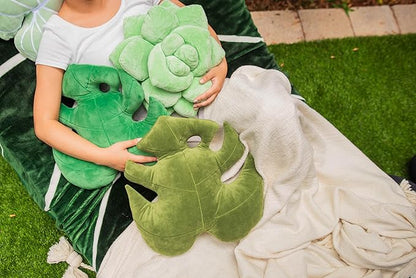 Green Philosophy Co. Monstera Leaf Pillow - Mossy Earth - Large Soft Plant-Shaped Plush Cushion for Couch, Bed, or Reading Nook - Cute & Unique Nature-Inspired Decor Super Soft & Cuddly Throw Pillow