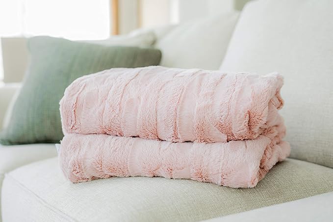 Minky Couture Sorbet Blanket - Ultra-Soft Throw for Silky Smooth Comfort - Premium Decorative Throw Blanket - Midweight, Breathable Fabric - Machine Washable Monster, Blush