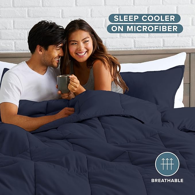 Bare Home Comforter Set - Queen Size - Ultra-Soft - Goose Down Alternative - Premium 1800 Series - All Season Warmth (Queen, Midnight)