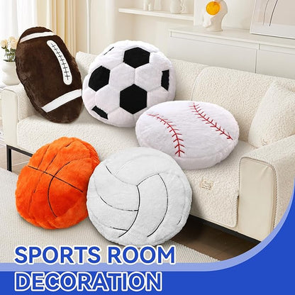 Volleyball Pillow, 2 Pcs Volleyball Plush Pillow Soft Fluffy Stuffed Sports Throw Pillows, Round Volleyball Pillows Ideal Couch, Bedroom & Sports Room Decor 15.8"