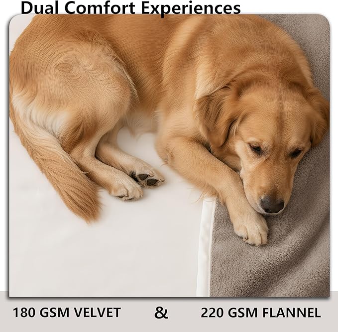 Waterproof Dog Blanket for Medium Dogs, Leak Proof Pet Throw Couch Blankets Reversible Sofa Bed Furniture Protector Machine Washable-30 x40,Beige+Khaki