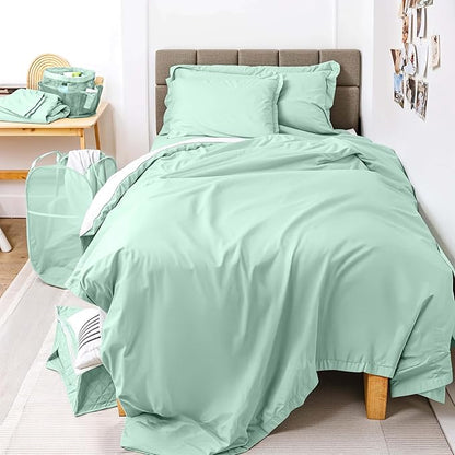 Hearth & Harbor Complete Dorm Room Set, Twin XL Comforter Set, Sheet Set, Mattress Protector, Towels and Organizers - All Dorm Accessories Included