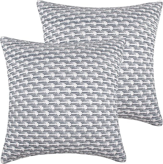 Levtex Home - Aditya - Euro Sham Set of 2 - Medallions - Blue Navy and White - (26x26in.) - Cotton
