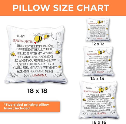 Hyturtle Personalized to My Granddaughter Pillow (Insert Included) Gifts from Grandma - Birthday for Granddaughter - Bee Custom Name Sofa Couch Cushion Home Decor Throw Pillow