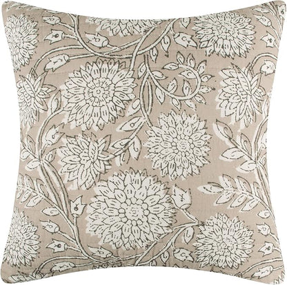 Levtex Home - Adare Taupe - Decorative Pillow (18x18in.) - Floral - Taupe, Grey and Cream