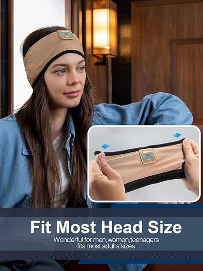 Lullaband Sports Headband Headphones Wide Stretchy Non-Slip Moisture Desert Color Wicking Sweat Sleep Headbands for Men Women Sleeping Running Fitness Yoga Cycling