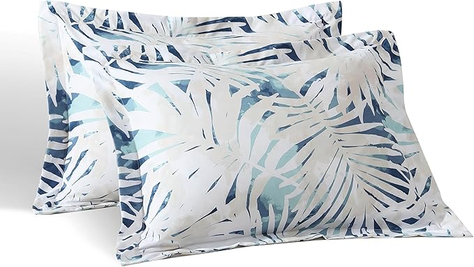 Caribbean Joe King 3-Piece Comforter Set, Tropical Coastal Beach Design Bedding, Silhouette Palms