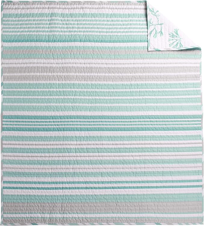 Levtex Home - Truro - Throw - Stripe in Shades of Teal - Throw Size 50x60in. - Cotton/Cotton