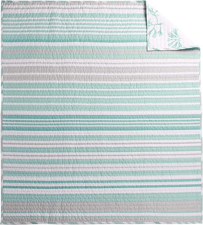 Levtex Home - Truro - Throw - Stripe in Shades of Teal - Throw Size 50x60in. - Cotton/Cotton