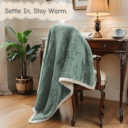 Electric Heated Blanket Throw Size 50"x60", Soft Flannel with Overheat Protection, 9 Adjustable Heat Settings & 10-Hour Auto-Off Timer, Fast Heating for Winter Comfort, Light Green