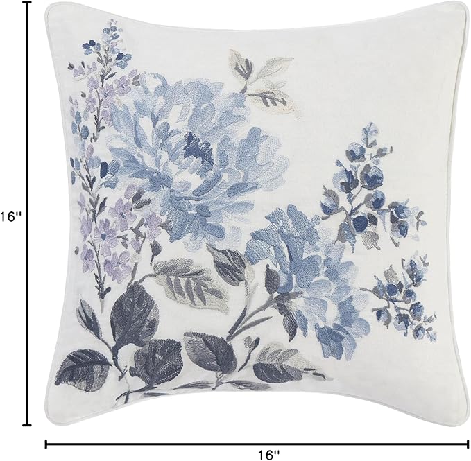 Laura Ashley - Throw Pillow with Envelope Closure, Elegant Home Decor for Bed or Sofa (Chloe Blue, 16" x 16")