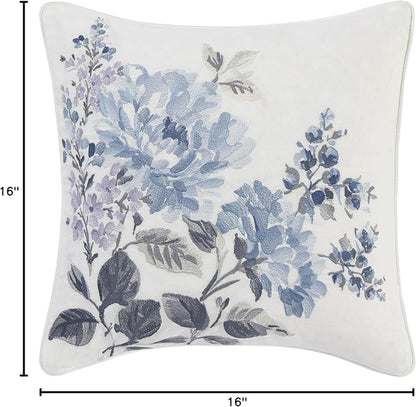 Laura Ashley - Throw Pillow with Envelope Closure, Elegant Home Decor for Bed or Sofa (Chloe Blue, 16" x 16")