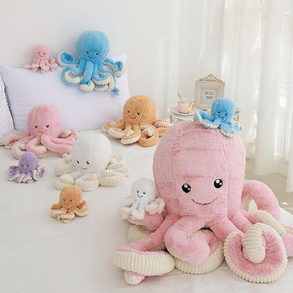Cute Big Octopus Pillows,Interior Decoration Octopus Cushion,Soft Marine Animal Decorations (Blue, 15.7 inch)