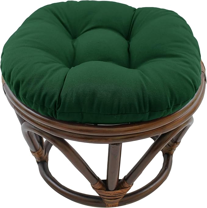 Blazing Needles Solid Twill Round Footstool Cushion, 18", Forest Green