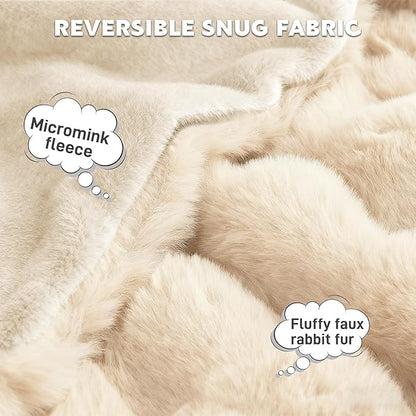 Waterproof Dog Blanket for Sofa Bed Couch, Couch Cover Blanket Fluffy Faux Rabbit Fur Reversible Furniture Protection, Pet Blanket for Medium Large Dogs Cats