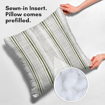 Americanflat 20x20 Throw Pillow with Sewn-in Insert - All-in-One Decorative Pillows - No Cover Needed - Soft and Durable Cushion for Bed or Sofa - Polyester - Green and White